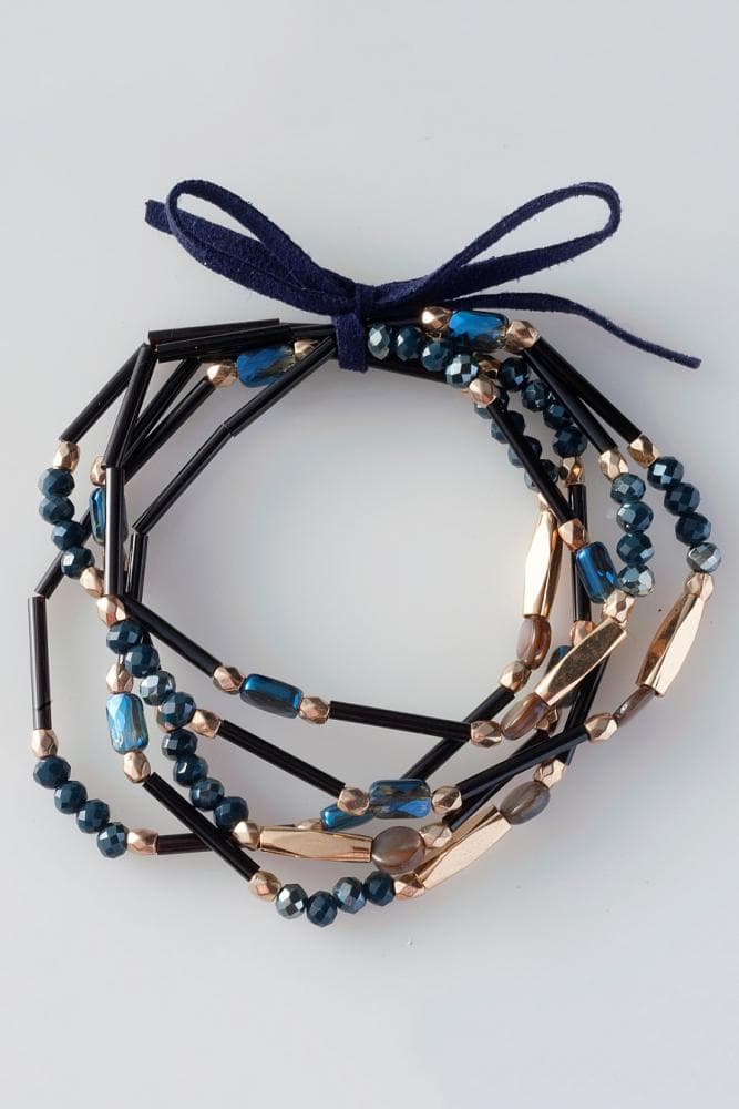 Anna Raxevsky ΜΑΥΡΑ ΛΕΠΤΑ ΕΛΑΣΤΙΚΑ ΒΡΑΧΙΟΛΙΑ ΣΕΤ ΜΕ ΜΠΛΕ ΧΑΝΤΡΕΣ