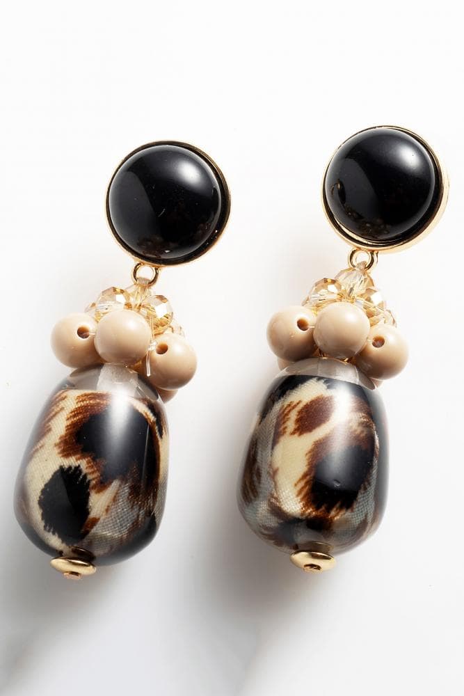 Anna Raxevsky ΚΡΕΜΑΣΤΑ ΣΚΟΥΛΑΡΙΚΙΑ ΣΕ ΣΧΗΜΑ ΟΒΑΛ ΚΑΦΕ/ΜΑΥΡΗ ΠΕΤΡΑ ΚΑΙ ΣΤΡΟΓΓΥΛΗ ΜΑΥΡΗ ΠΕΤΡΑ ΣΤΗΝ ΒΑΣΗ