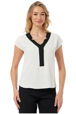 OFF WHITE JAPONE SLEEVE BLOUSE WITH BLACK DETAILS  | BLOUSES