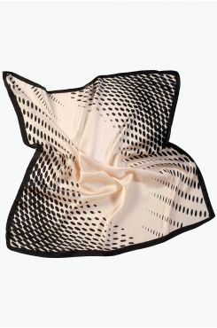 WHITE WITH BLACK POLKA DOTS NECK SCARF WITH SILK TEXTURE  | SCARVES