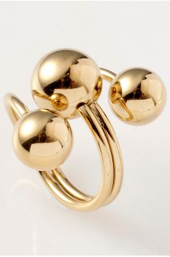 GOLD WRAPAROUND RING WITH DECORATIVE BALLS  | RINGS