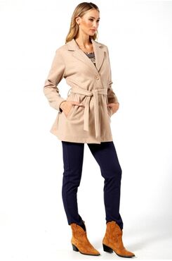 BEIGE COAT WITH BELT  | JACKETS/OUTERWEAR