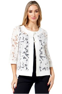 OFF WHITE LACE JACKET WITH BUTTONS  | JACKETS/CAFTANS