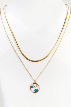 ΔΙΠΛΟ ΧΡΥΣΟ ΚΟΛΙΕ ΜΕ ΚΡΕΜΑΣΤΟ ΜΟΤΙΦ ΚΑΙ SNAKE ΑΛΥΣΙΔΑ  | ΚΟΛΙΕ