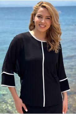 ΜΑΥΡΗ ΜΠΛΟΥΖΑ ΜΟΥΣΕΛΙΝΑ ΜΕ ΔΙΑΚΟΣΜΗΤΙΚΑ ΡΕΛΙΑ  | ΜΠΛΟΥΖΕΣ/ΠΟΥΚΑΜΙΣΑ