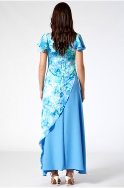 FLORAL SATIN AND MUSLIN DRESS  | DRESSES