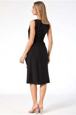 BLACK SLEEVELESS DRESS WITH BELT  | DRESSES