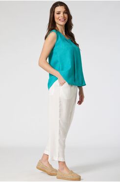 ΕΚΡΟΥ BAGGY ΠΑΝΤΕΛΟΝΙ LINEN-LOOK ΜΕ ΤΣΕΠΕΣ  | ΠΑΝΤΕΛΟΝΙΑ/ΦΟΥΣΤΕΣ