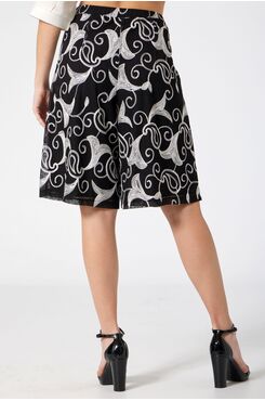 BLACK EMBROIDERY ZIP CULOTTE WITH PLEATES  | TROUSERS/SKIRTS