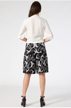 BLACK EMBROIDERY ZIP CULOTTE WITH PLEATES  | TROUSERS/SKIRTS