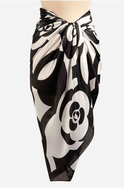 WHITE AND BLACK FLORAL SCARF  | SCARVES