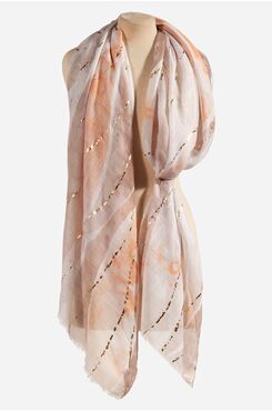 BEIGE AND ORANGE SCARF WITH GOLD DETAILS  | SCARVES