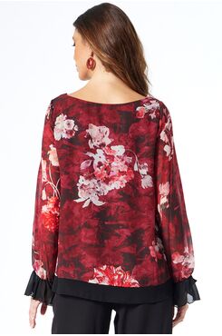 ΦΛΟΡΑΛ ΜΠΛΟΥΖΑ ΜΟΥΣΕΛΙΝΑ ΜΕ ΒΟΛΑΝ  | BLOUSES/SHIRTS