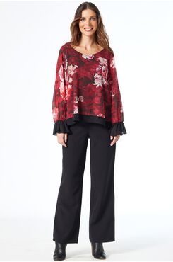 ΦΛΟΡΑΛ ΜΠΛΟΥΖΑ ΜΟΥΣΕΛΙΝΑ ΜΕ ΒΟΛΑΝ  | BLOUSES/SHIRTS