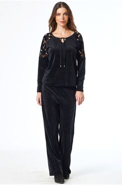 ΒΕΛΟΥΔΙΝΗ ΜΠΛΟΥΖΑ ΜΕ ΔΑΝΤΕΛΑ ΣΤΟΥΣ ΩΜΟΥΣ  | BLOUSES/SHIRTS