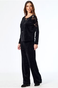 ΒΕΛΟΥΔΙΝΗ ΜΠΛΟΥΖΑ ΜΕ ΔΑΝΤΕΛΑ ΣΤΟΥΣ ΩΜΟΥΣ  | BLOUSES/SHIRTS