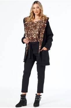 ΜΑΥΡΟ ΜΠΟΥΚΛΕ ΜΠΟΥΦΑΝ ΜΕ ΛΕΟΠΑΡ ΚΟΥΚΟΥΛΑ  | JACKETS/OUTERWEAR