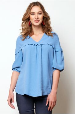 LIGHT BLUE BLOUSE WITH RUFFLES  | BLOUSES