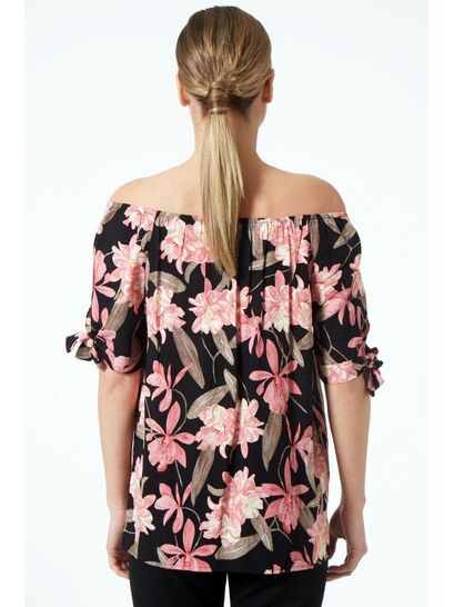 FLORAL BLOUSE WITH ELASTIC NECKLINE FOR OFF SHOULDER STYLE  | BLOUSES