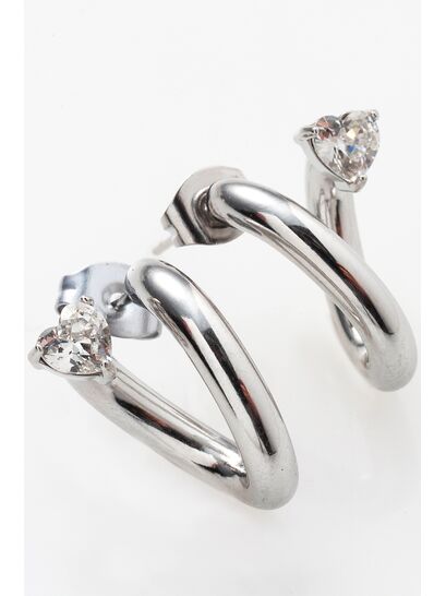 ΜΙΚΡΑ ΑΣΗΜΙ ΣΚΟΥΛΑΡΙΚΙΑ ΚΡΙΚΟΙ ΜΕ ΛΕΥΚΟ ΣΤΡΑΣ ΣΕ ΣΧΗΜΑ ΚΑΡΔΙΑΣ ΣΤΟ ΤΕΛΕΙΩΜΑ  | EARRINGS