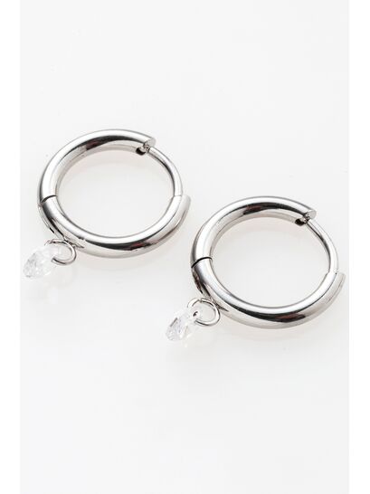 ΜΙΚΡΑ ΑΣΗΜΙ ΣΚΟΥΛΑΡΙΚΙΑ ΚΡΙΚΟΙ ΜΕ ΚΡΕΜΑΣΤΗ ΛΕΥΚΗ ΧΑΝΤΡΑ  | EARRINGS