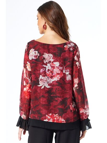 ΦΛΟΡΑΛ ΜΠΛΟΥΖΑ ΜΟΥΣΕΛΙΝΑ ΜΕ ΒΟΛΑΝ  | BLOUSES/SHIRTS