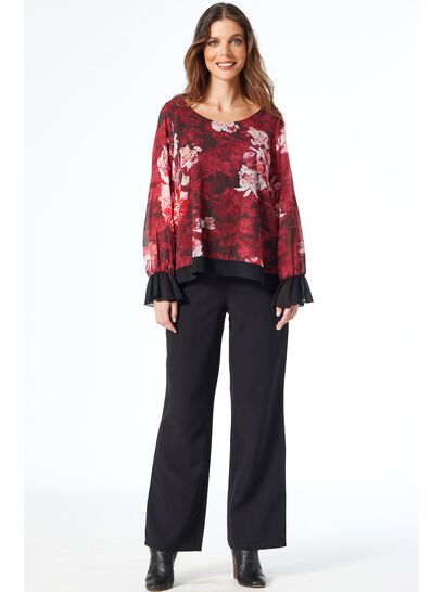 ΦΛΟΡΑΛ ΜΠΛΟΥΖΑ ΜΟΥΣΕΛΙΝΑ ΜΕ ΒΟΛΑΝ  | BLOUSES/SHIRTS