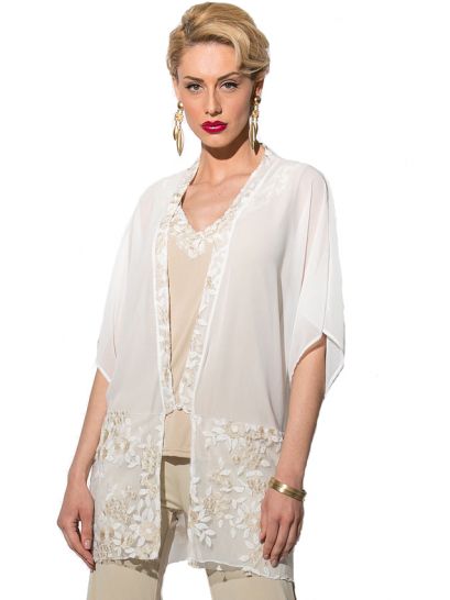 MUSLIN CARDIGAN WITH LACE  | TUNICS/CAFTANS