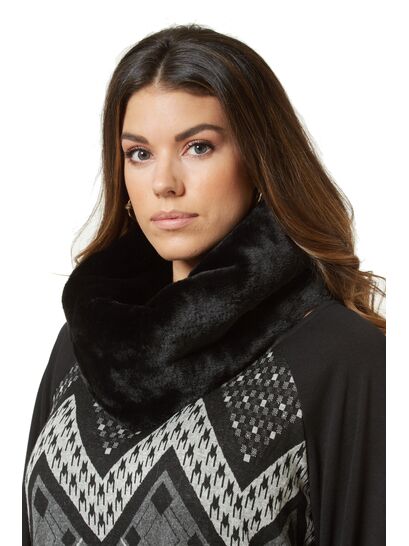 BLACK ECO FUR NECK  | SCARVES