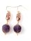 GOLD DANGLING EARRINGS WITH PURPLE AND PINK STONES  | EARRINGS
