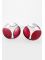 ROUND TRANSPARENT EARRINGS WITH RED AND SILVER SEMI-CIRCLES  | EARRINGS