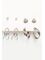 FOUR PAIRS OF SILVER EARRINGS (RHINESTONE STUDS, TRIANGLES WITH RHINESTONES AND TWO PAIRS OF HOOPS)  | EARRINGS