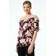 FLORAL BLOUSE WITH ELASTIC NECKLINE FOR OFF SHOULDER STYLE  | BLOUSES