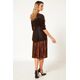 BRONZE DRESS WITH SEQUIN SKIRT AND FRONT DECORATIVE KNOT  | DRESSES