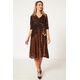 BRONZE DRESS WITH SEQUIN SKIRT AND FRONT DECORATIVE KNOT  | DRESSES