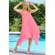 PINK MUSLIN DRESS WITH ASYMMETRIC LENGTH FINISHING AND OVERLAPPING LAYERS  | DRESSES