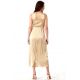 BEIGE SATIN WRAPAROUND STYLE DRESS WITH SEQUIN BUST  | FORMAL UP TO -50%