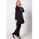 BLACK LONG COAT WITH COLLAR AND LAPEL  | JACKETS/OUTERWEAR