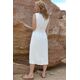 OFF WHITE SLEEVELESS DRESS WITH BELT  | DRESSES