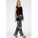 BLACK PATTERNED PLEATED PANTS WITH ELASTIC WAISTBAND  | TROUSERS/SKIRTS