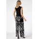 BLACK PATTERNED PLEATED PANTS WITH ELASTIC WAISTBAND  | TROUSERS/SKIRTS